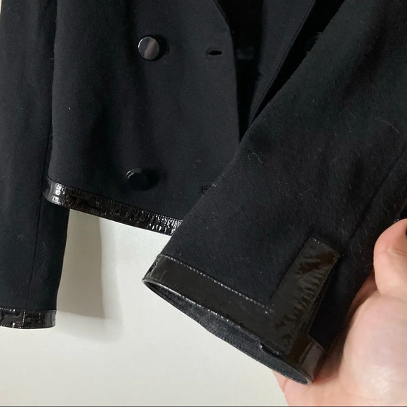 ELIE TAHARI Virgin Wool Leather Blazer Double Breasted Fall Jacket Size Small - Picture 4 of 14